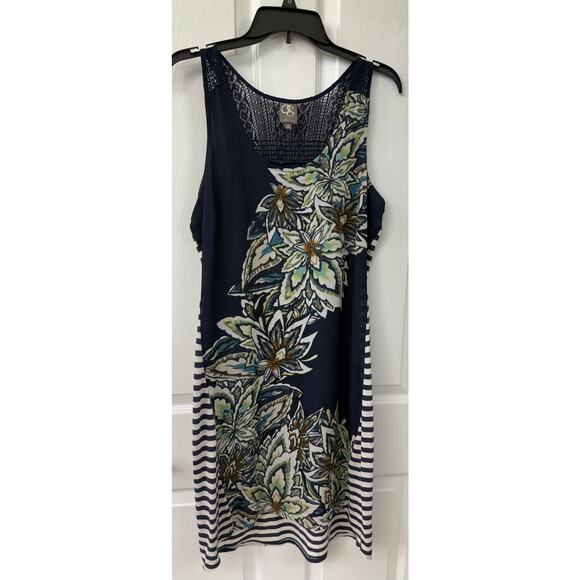 Anthropologie September Racerback Rhododendron Dress size small blue stripe knee - Picture 1 of 9